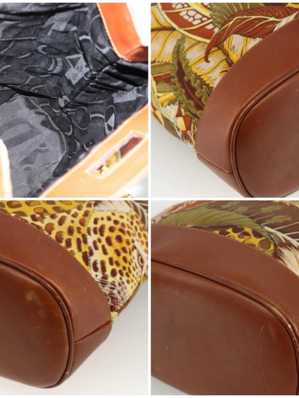 Salvatore Ferragamo Tote Bag Nylon Brown Gold Auth ka3760A - Picture 12 of 15